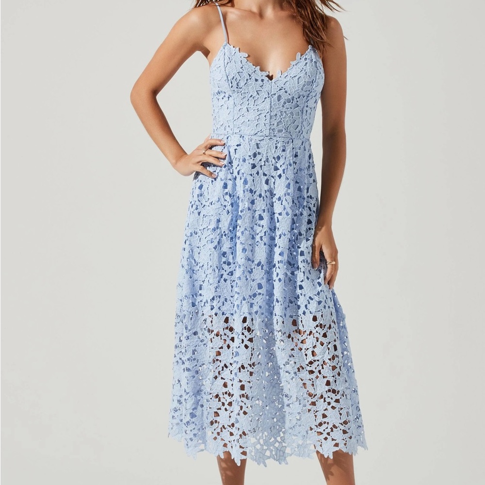 Astr lace midi dress - blue